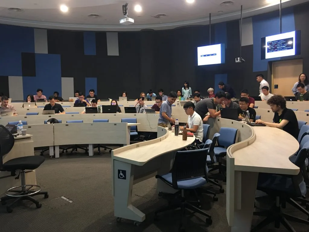 The audience was actively involved and participating in the tutorial