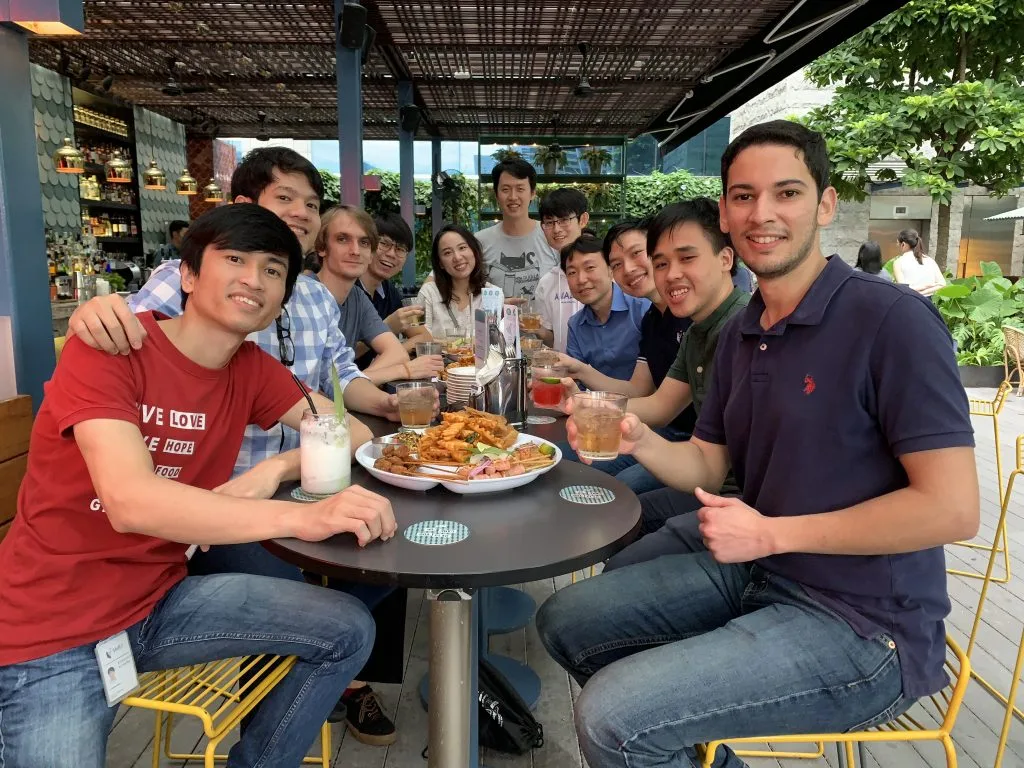 Group celebration in November 2018 (clockwise from left: Hoang, Trong Le, Maksim, Ween Jiann, Jingyao, Chong Cher, Zhang Ce, Hady, Andrew, Tuan Truong, Aghiles)