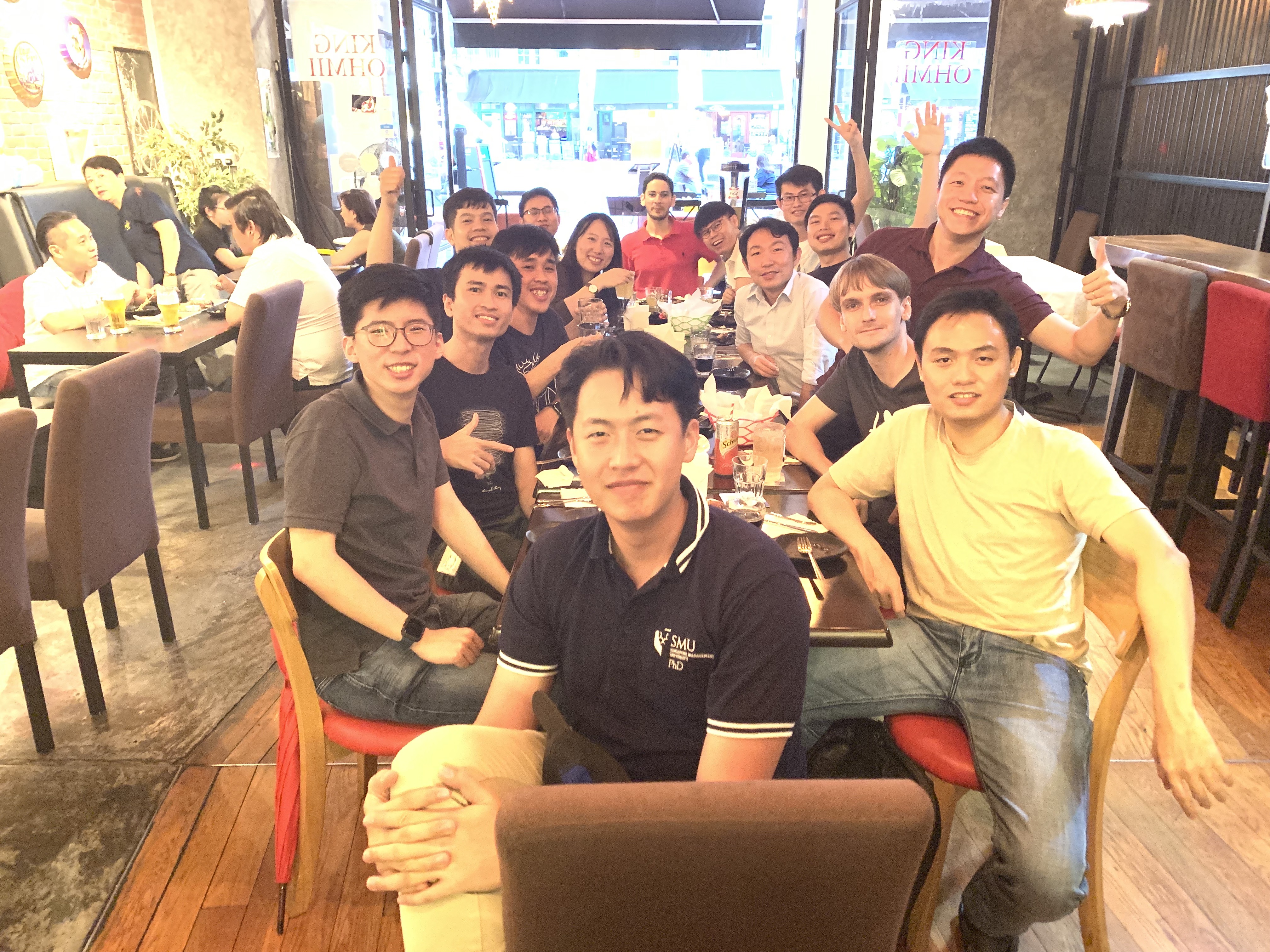 Gathering in April 2019 (clockwise from foreground: Chong Cher, Rong Sheng, Hoang, Tuan Truong, Trong Le, Jingyao, Binh, Aghiles, Ween Jiann, Zhang Ce, Andrew, Hady, Son, Maksim, Minh)