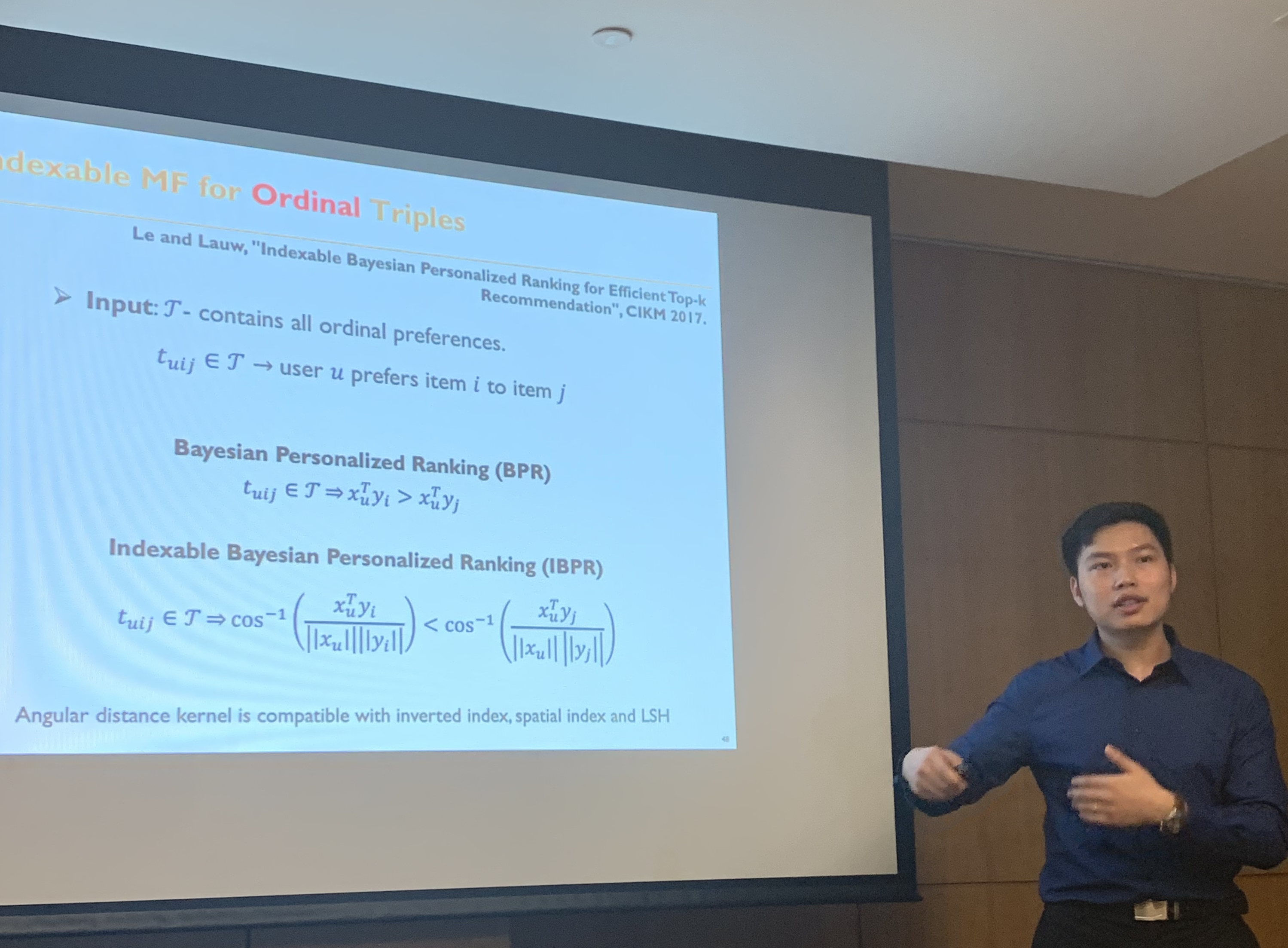 IBPR learns indexable latent factors by relying on angular distance kernel, which is compatible with various indexing schemes
