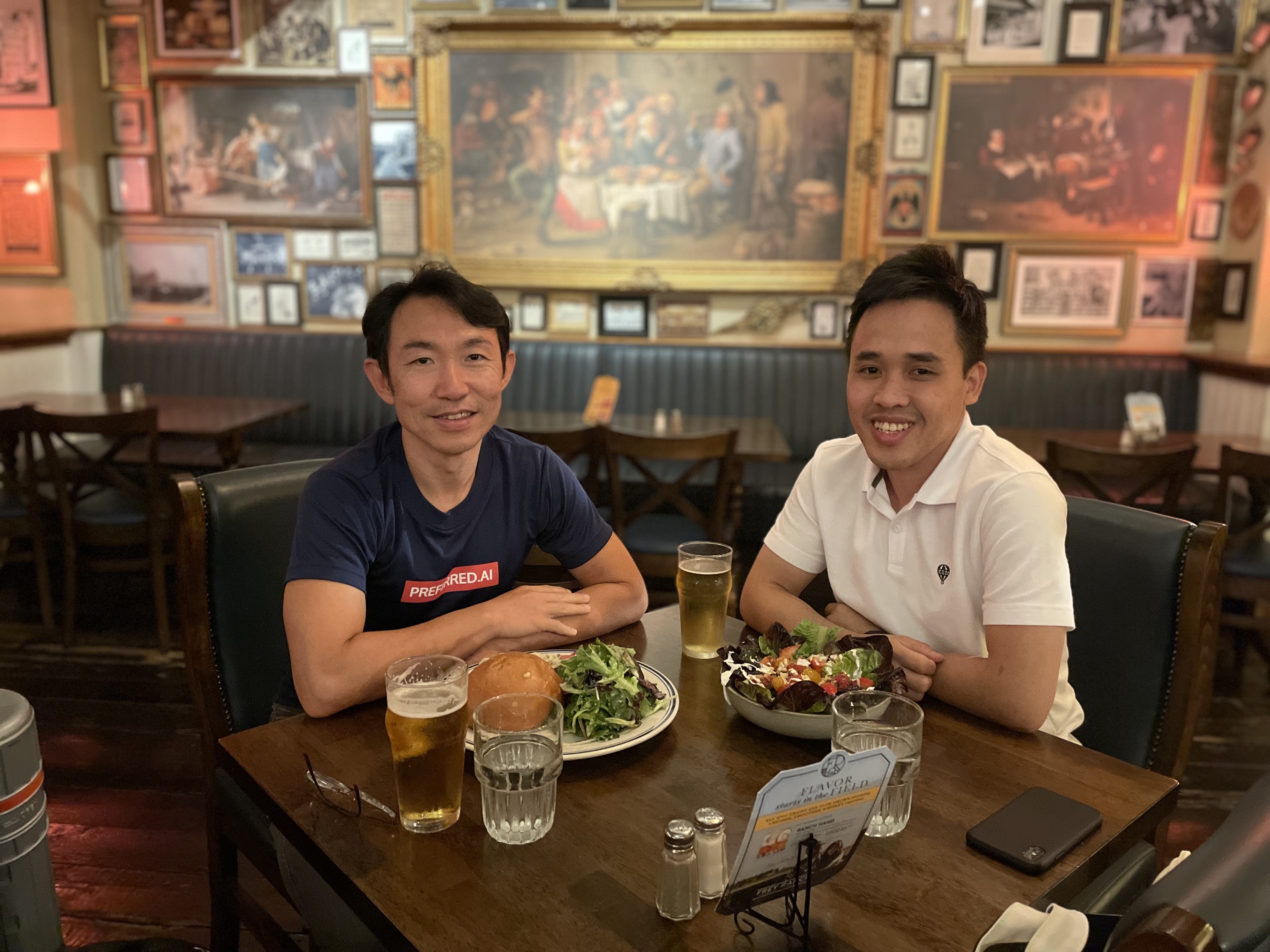 Hady and Tuan at dinner